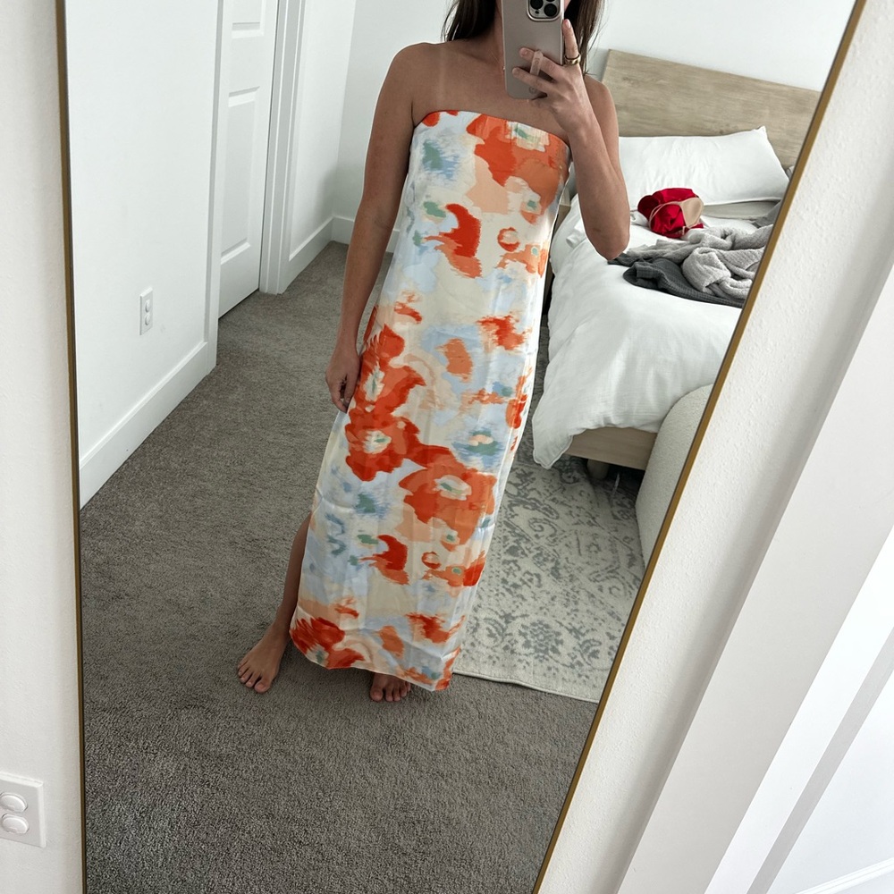 Abercrombie & Fitch White and Orange Sundress Spaghetti Strap - great condition